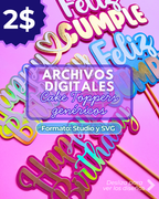 CAKE TOPPERS CUMPLEAÑOS GENÉRICOS SENCILLOS