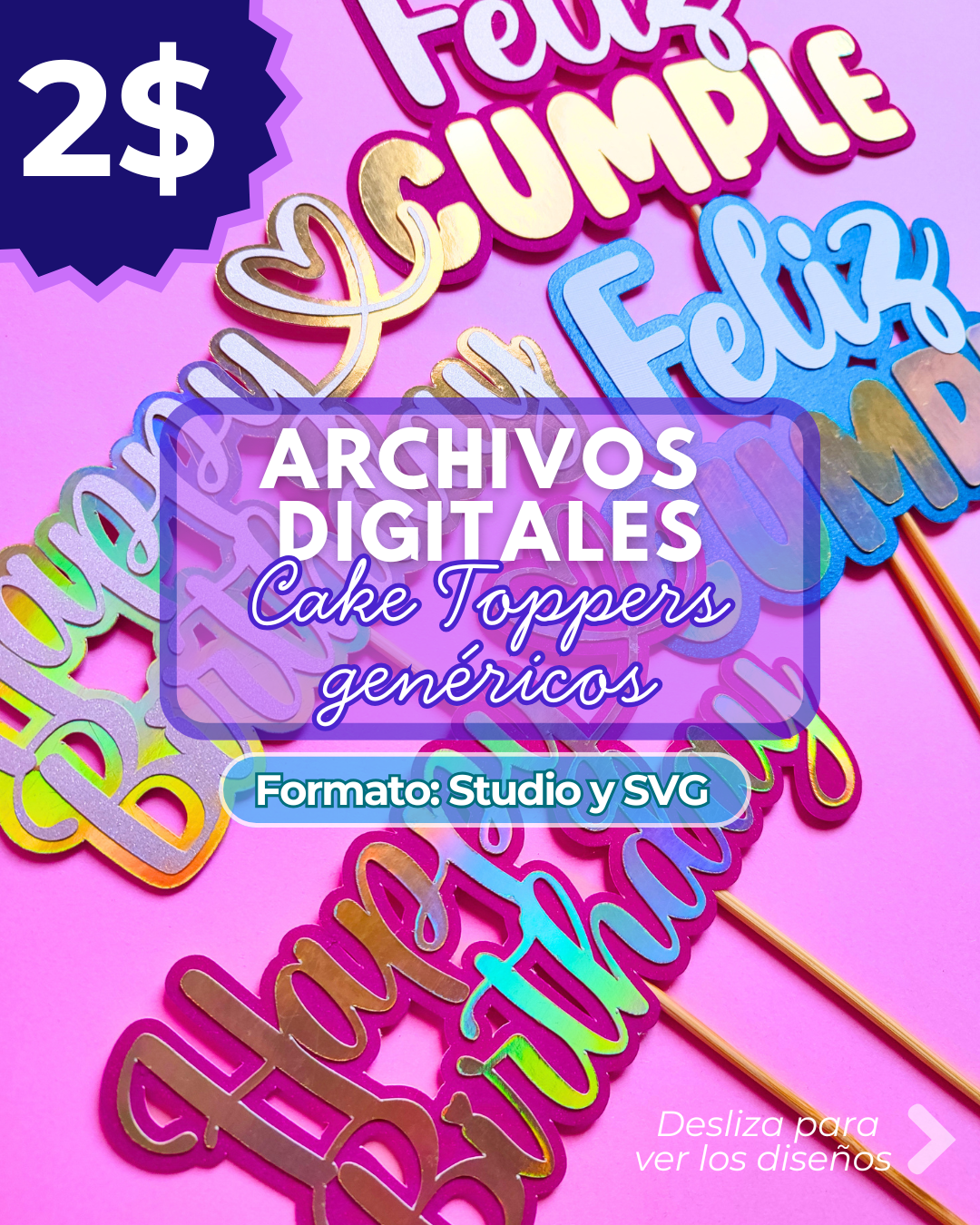 CAKE TOPPERS CUMPLEAÑOS GENÉRICOS SENCILLOS