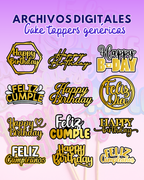 CAKE TOPPERS CUMPLEAÑOS GENÉRICOS SENCILLOS