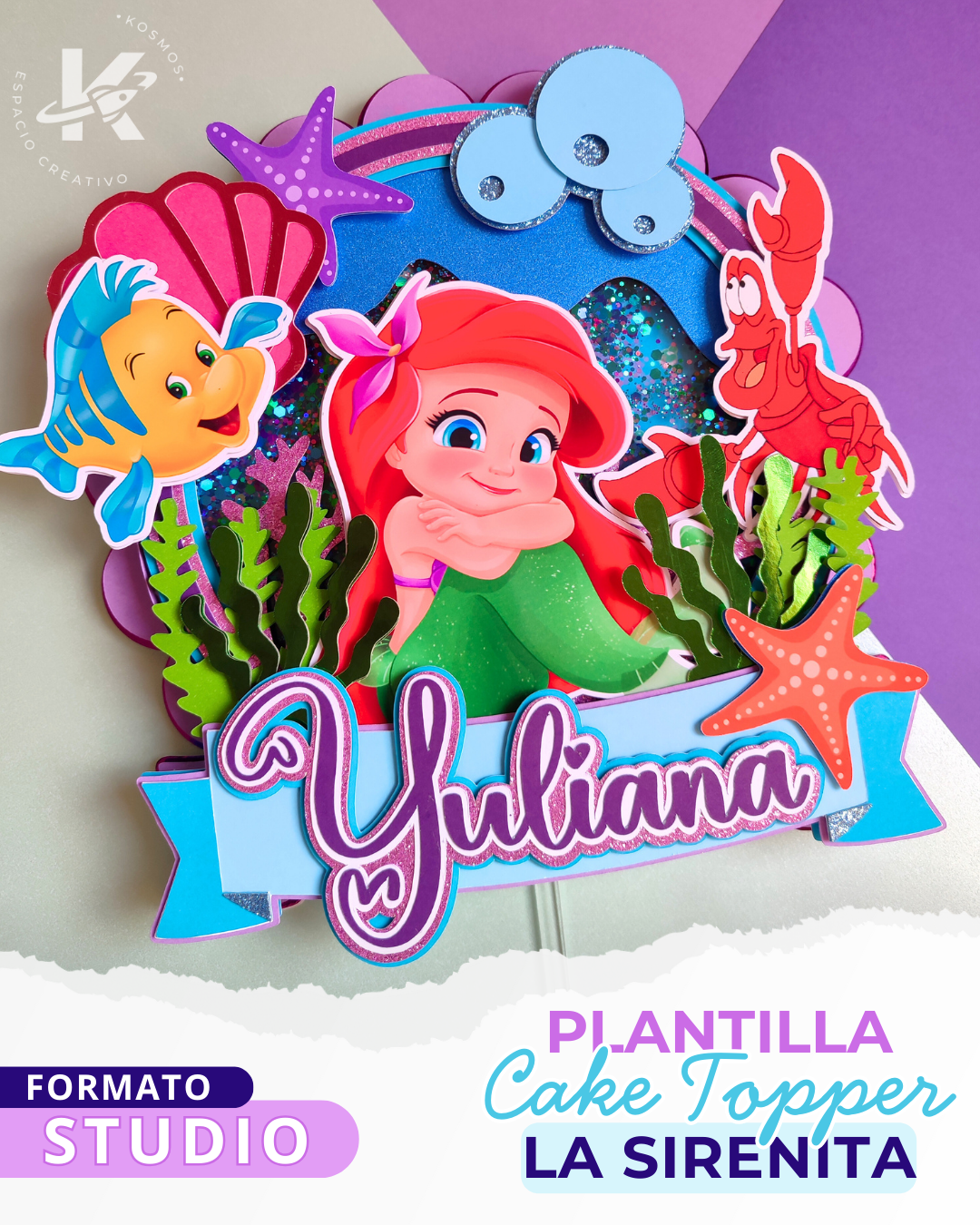 Cake Topper La Sirenita (Formato STUDIO)